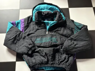 Anorak vintage noir et turquoise – 